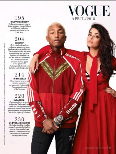 Aishwarya Rai Bachchan and Pharrell Williams for Vogue India - April 2018